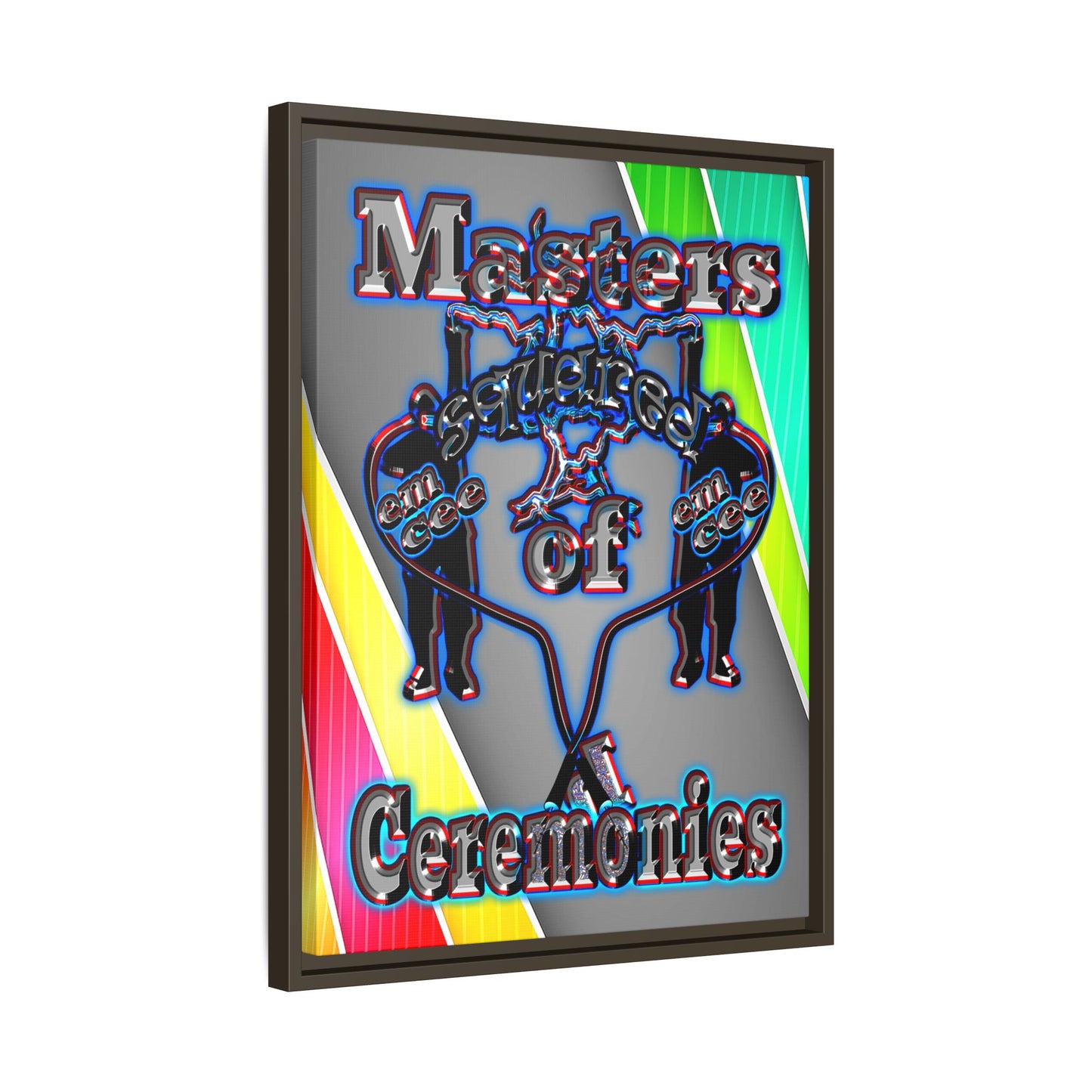 em cee squared - framed canvas art (rainbow split)
