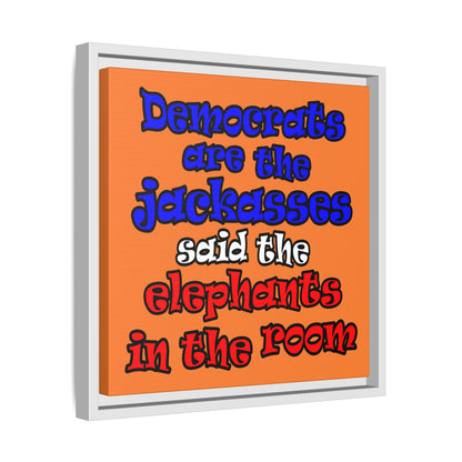 donkeys and elephants - framed canvas art (crusta)