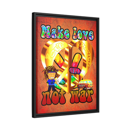 love peace - framed canvas art (burnt orange)