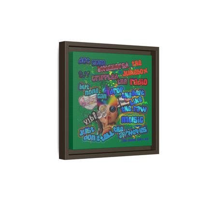 drop the beat - framed canvas art (dark green)
