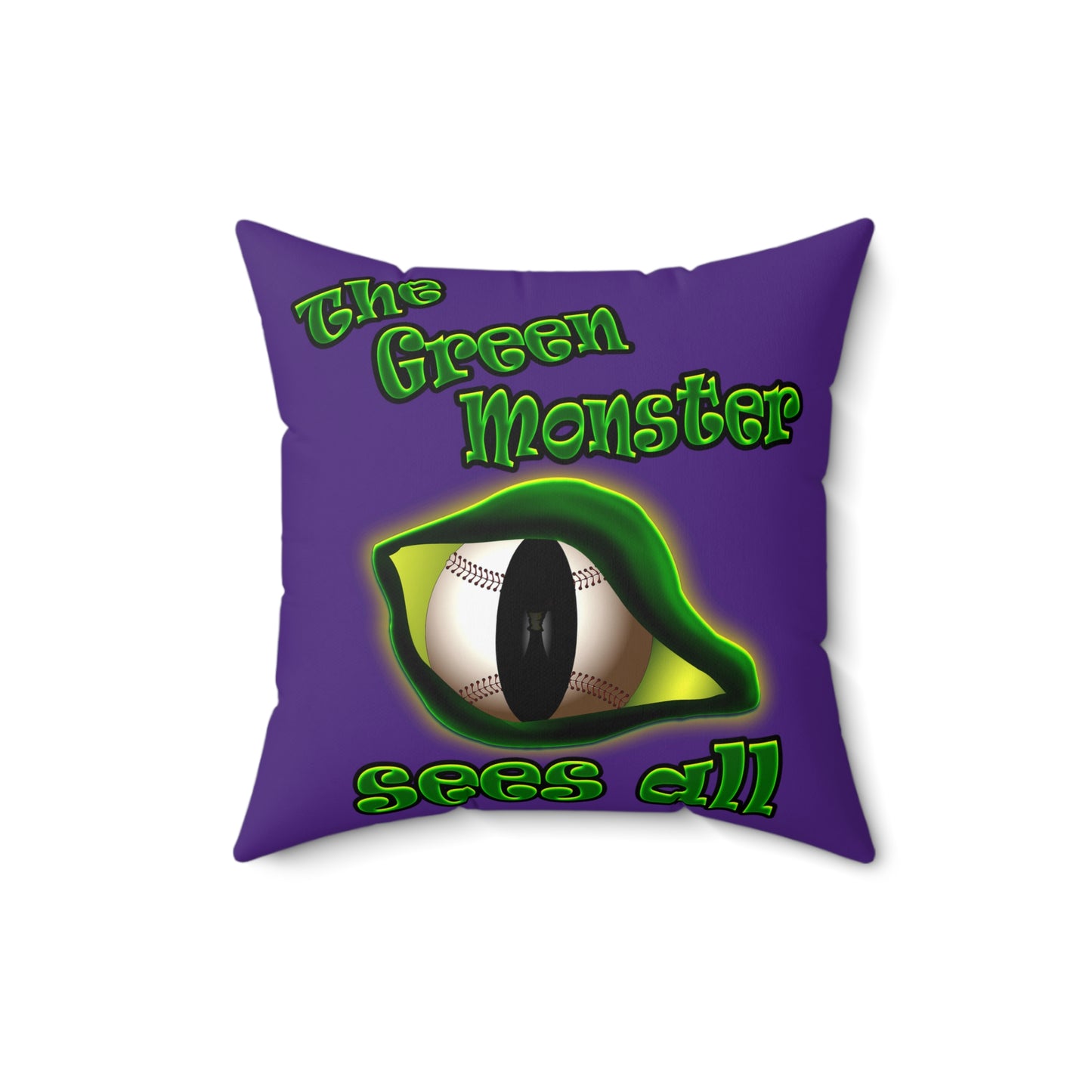 green monster - Spun Polyester Square Pillow - (purple)