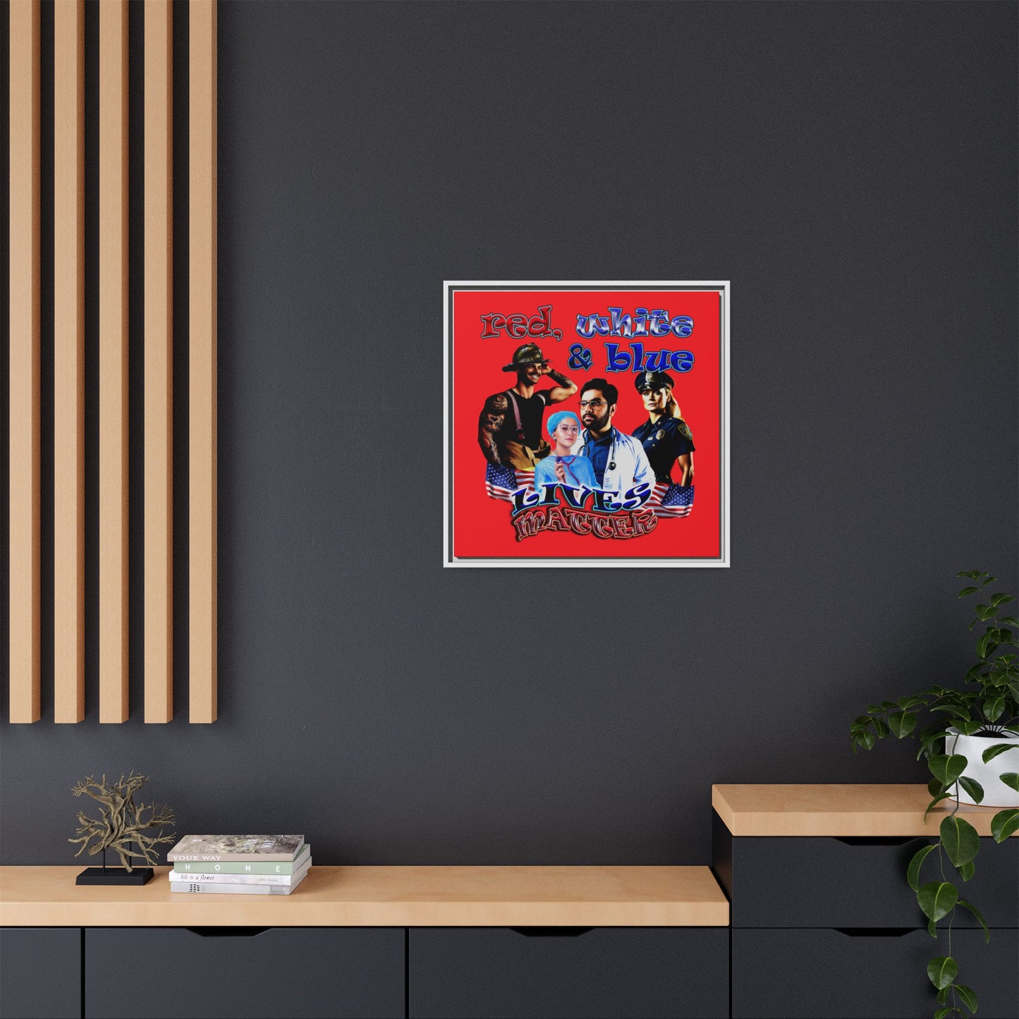 rw&b lives matter - framed canvas art (red)