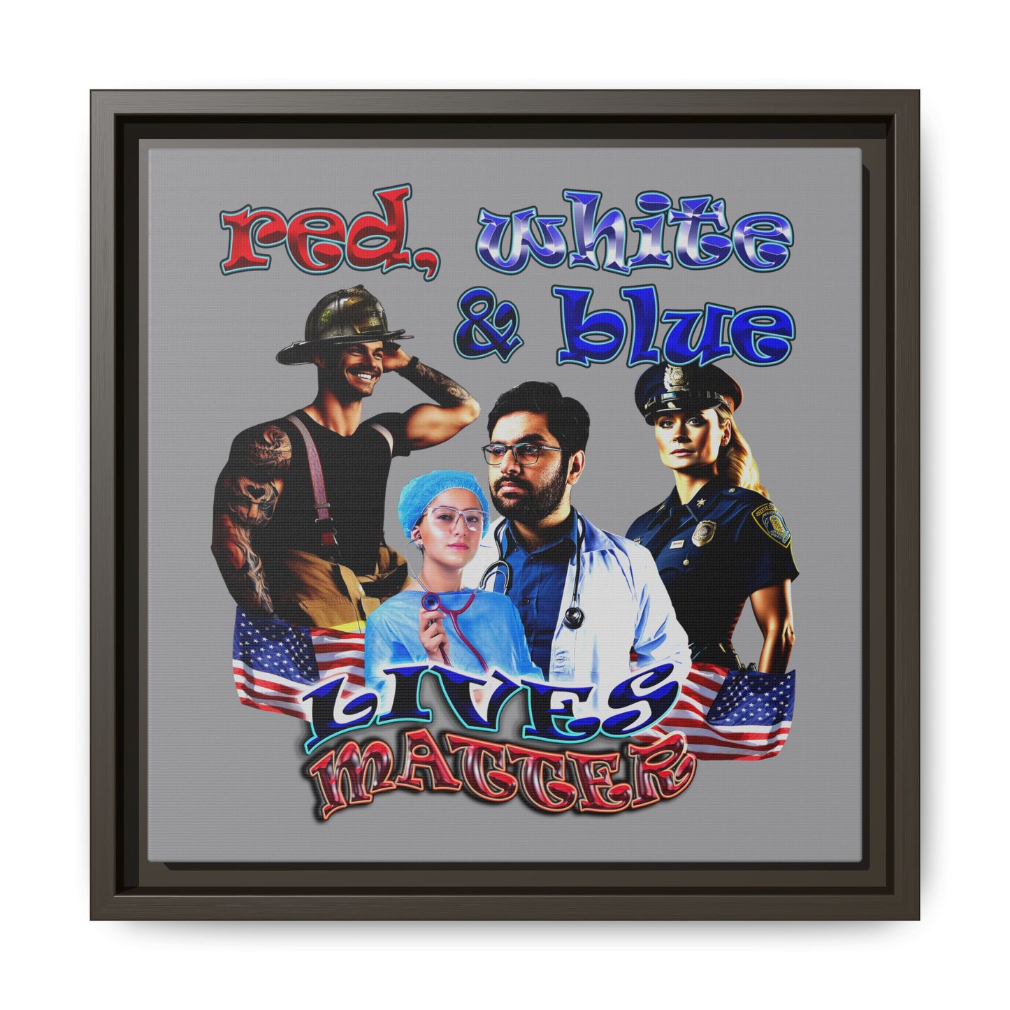 rw&b lives matter - framed canvas art (grey)