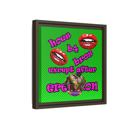 hoes b4 bros - framed canvas art (logo green)