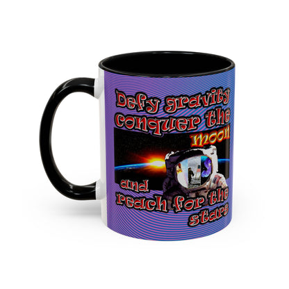 defy conquer reach - Accent Mug (light blue-purple wave)