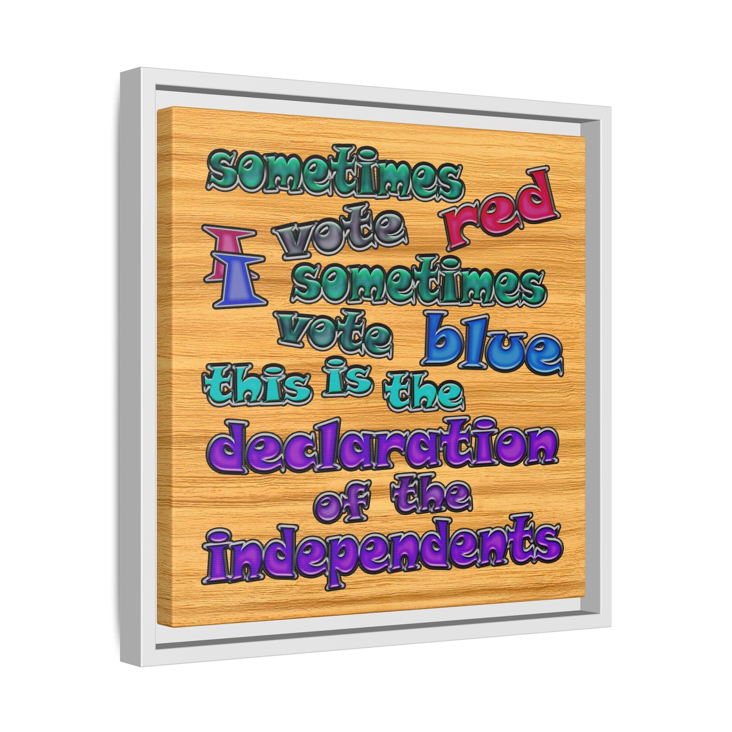 declaration of the independents - framed canvas art (butterscotch wood finish)