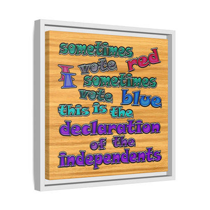declaration of the independents - framed canvas art (butterscotch wood finish)