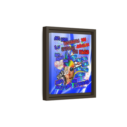 drop the beat - framed canvas art (blue-white wave)