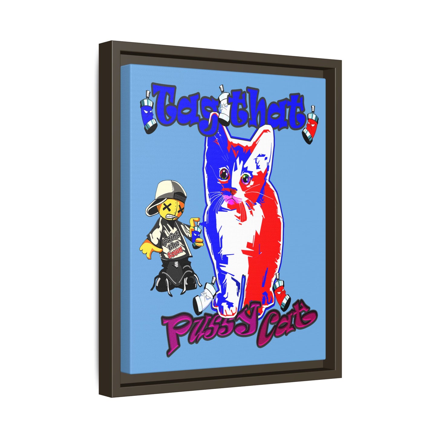 tag that - framed canvas art (light blue)