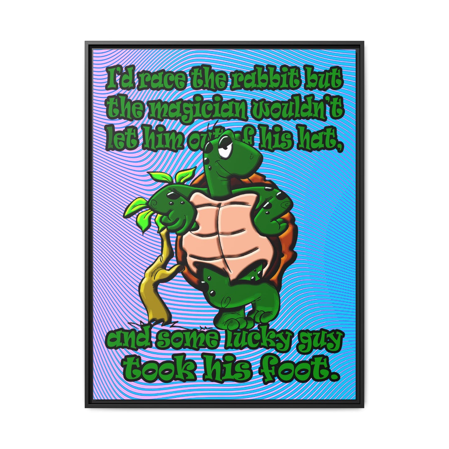 turtle race - framed canvas art (light blue-purple wave)