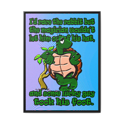 turtle race - framed canvas art (light blue-purple wave)