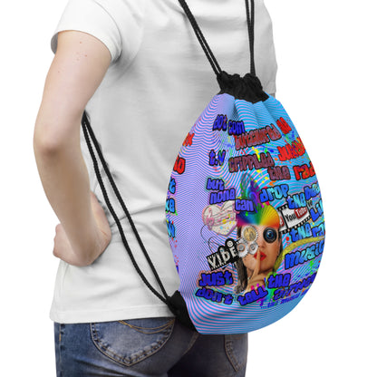 drop the beat - Drawstring Bag (light blue-purple wave)
