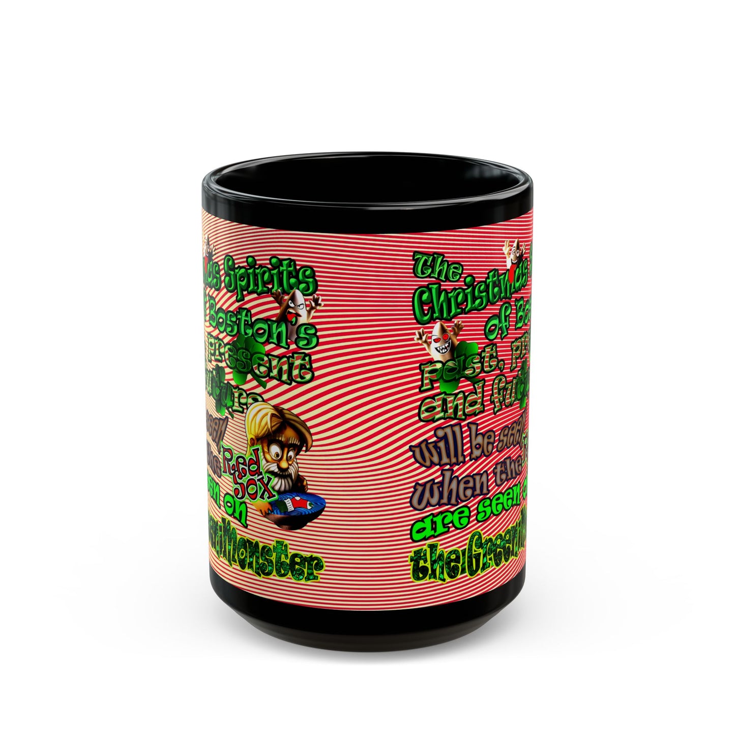 christmas spirits of boston - Black Mug (yellow-orange wave)
