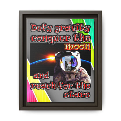 defy conquer reach - framed canvas art (rainbow split)