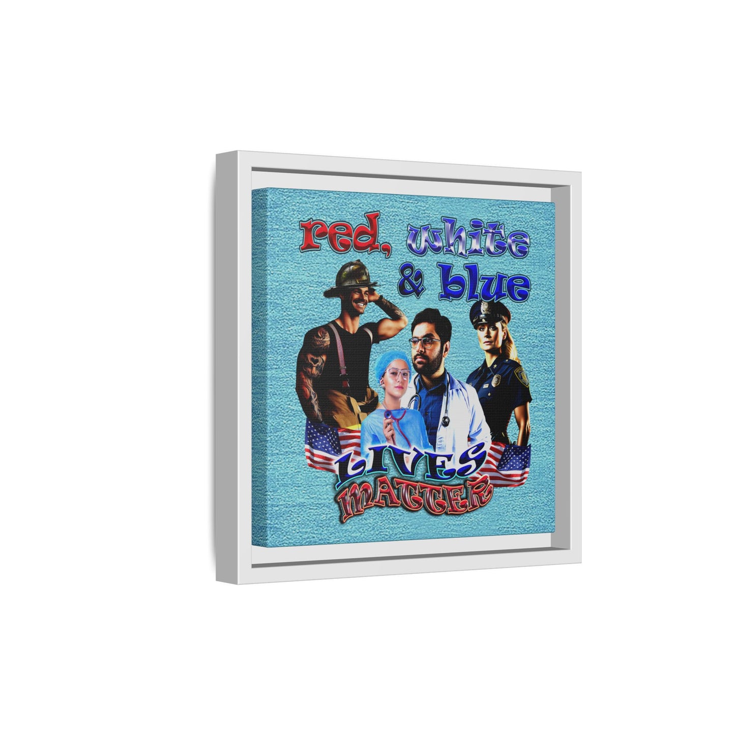 rw&b lives matter - framed canvas art (faded blue)