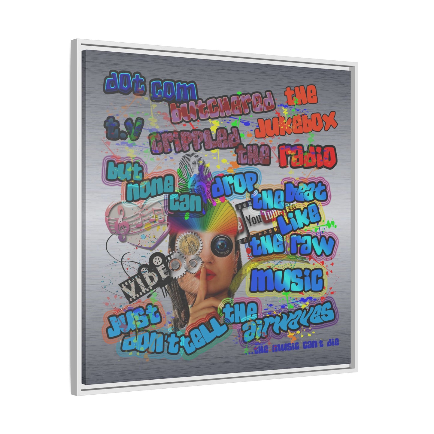 drop the beat - framed canvas art (brushed nickel)