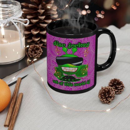 disc jockey - Black Mug (pink swirl)