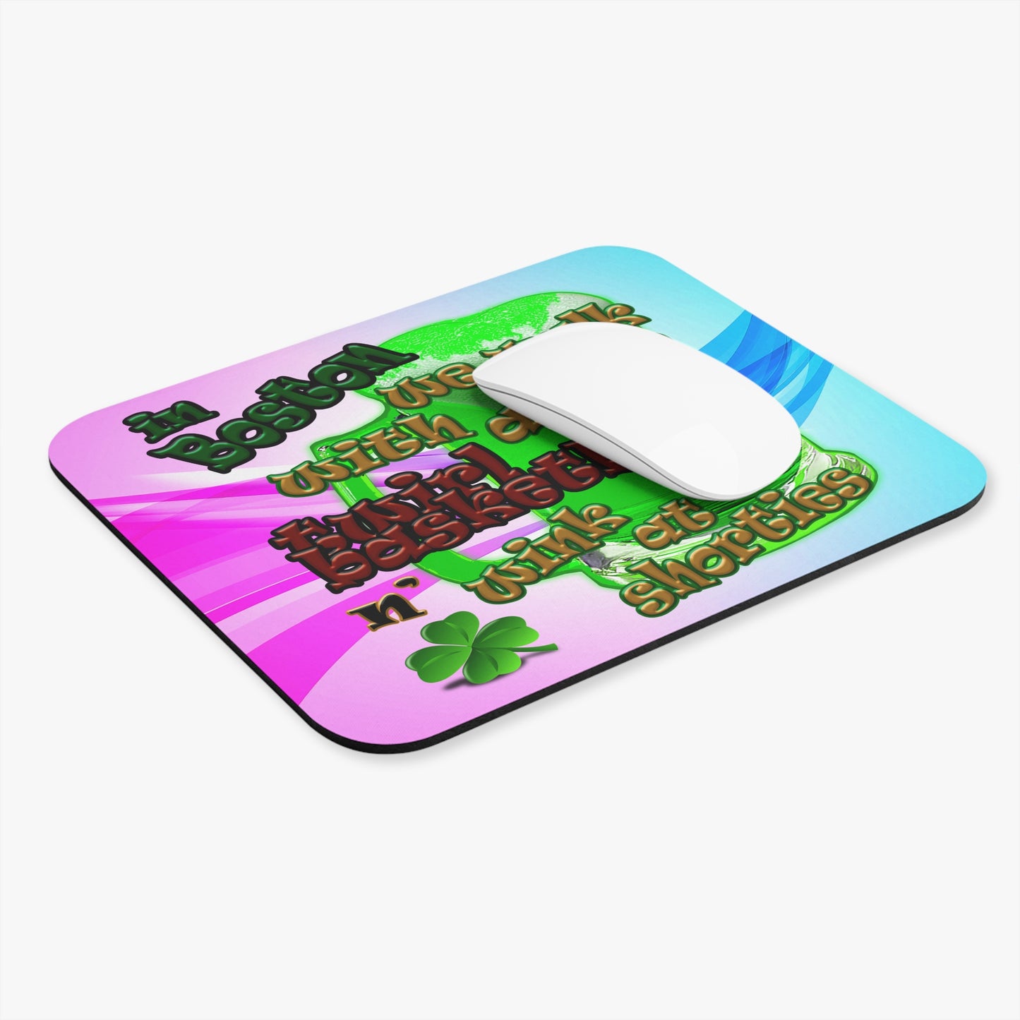 celtics logo - Mouse Pad (Rectangle) (light blue-pink wave)