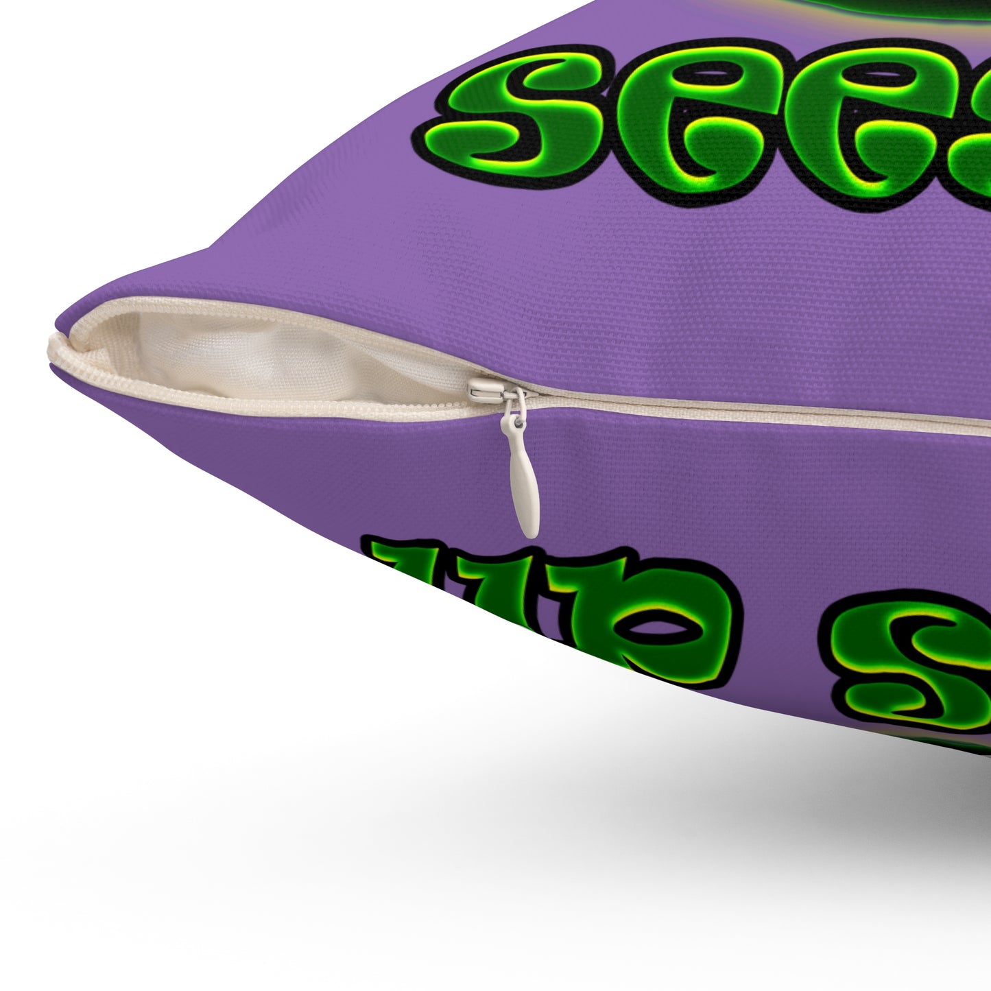 green monster - Spun Polyester Square Pillow - (light purple)