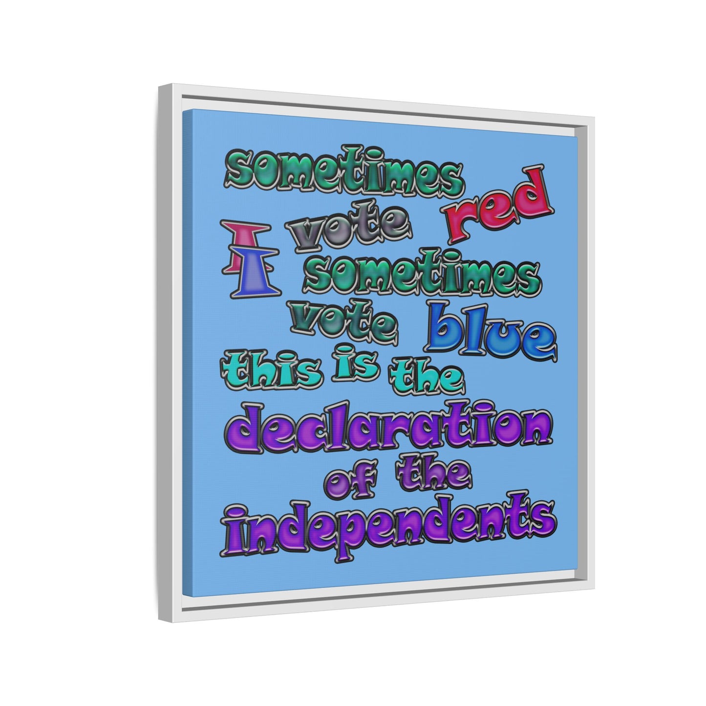 declaration of the independents - framed canvas art (light blue)