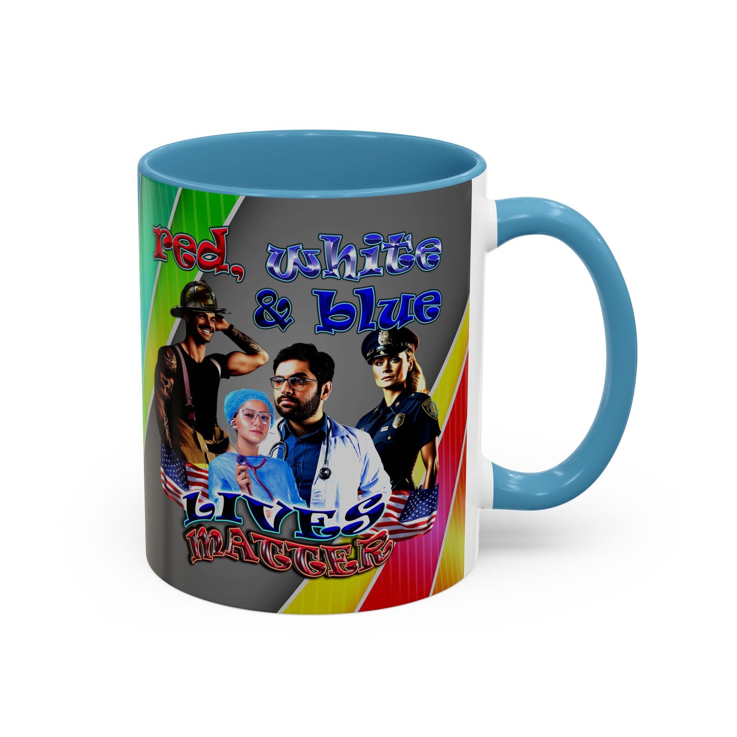 rw&b lives matter - Accent Mug (rainbow split)