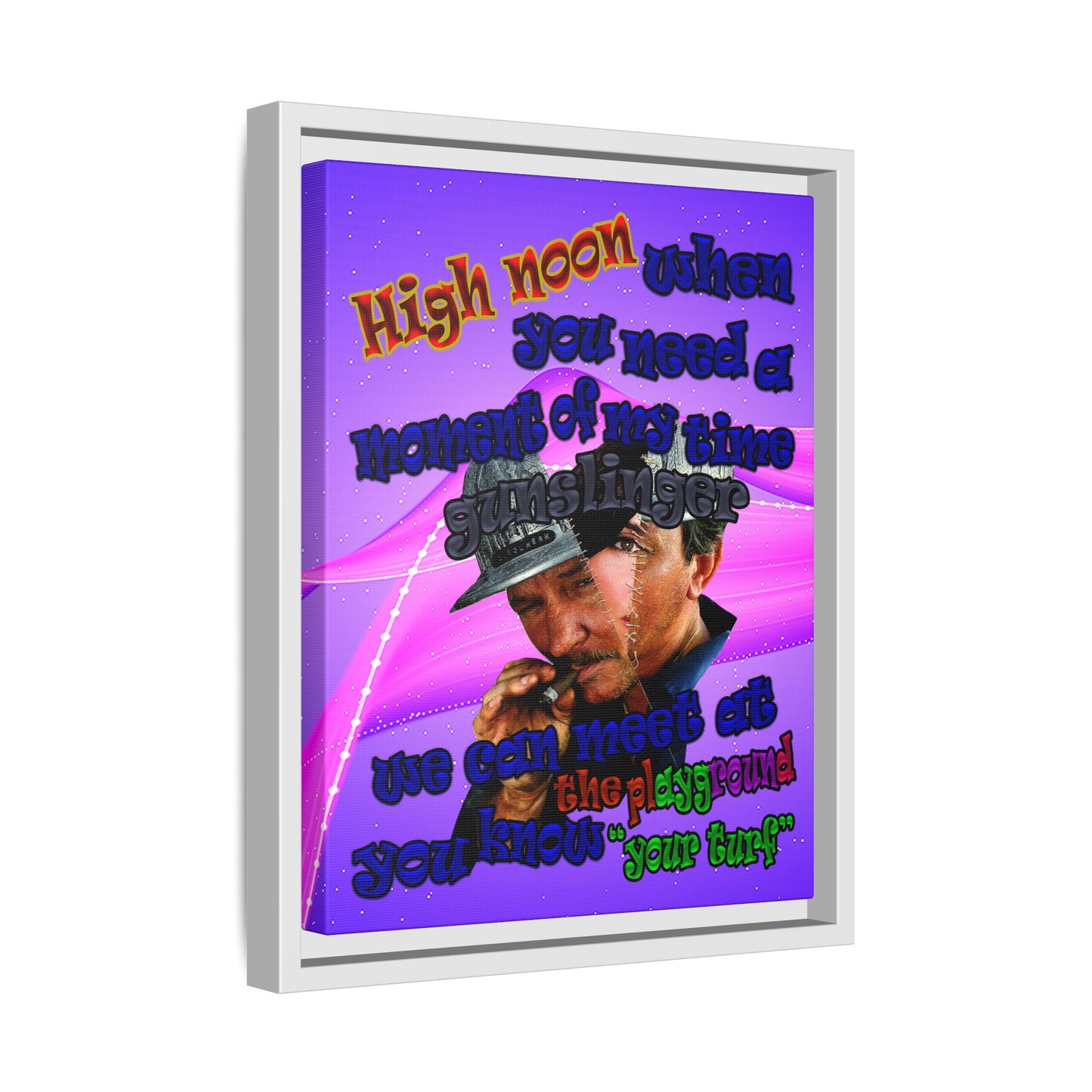 high noon - framed canvas art (purple-pink wave)