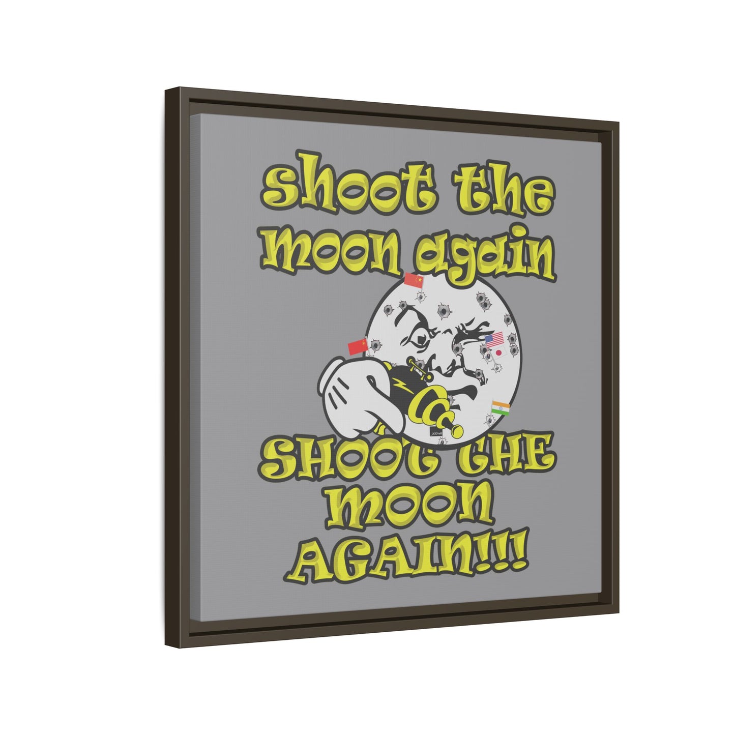 shoot the moon again - framed canvas art (grey)
