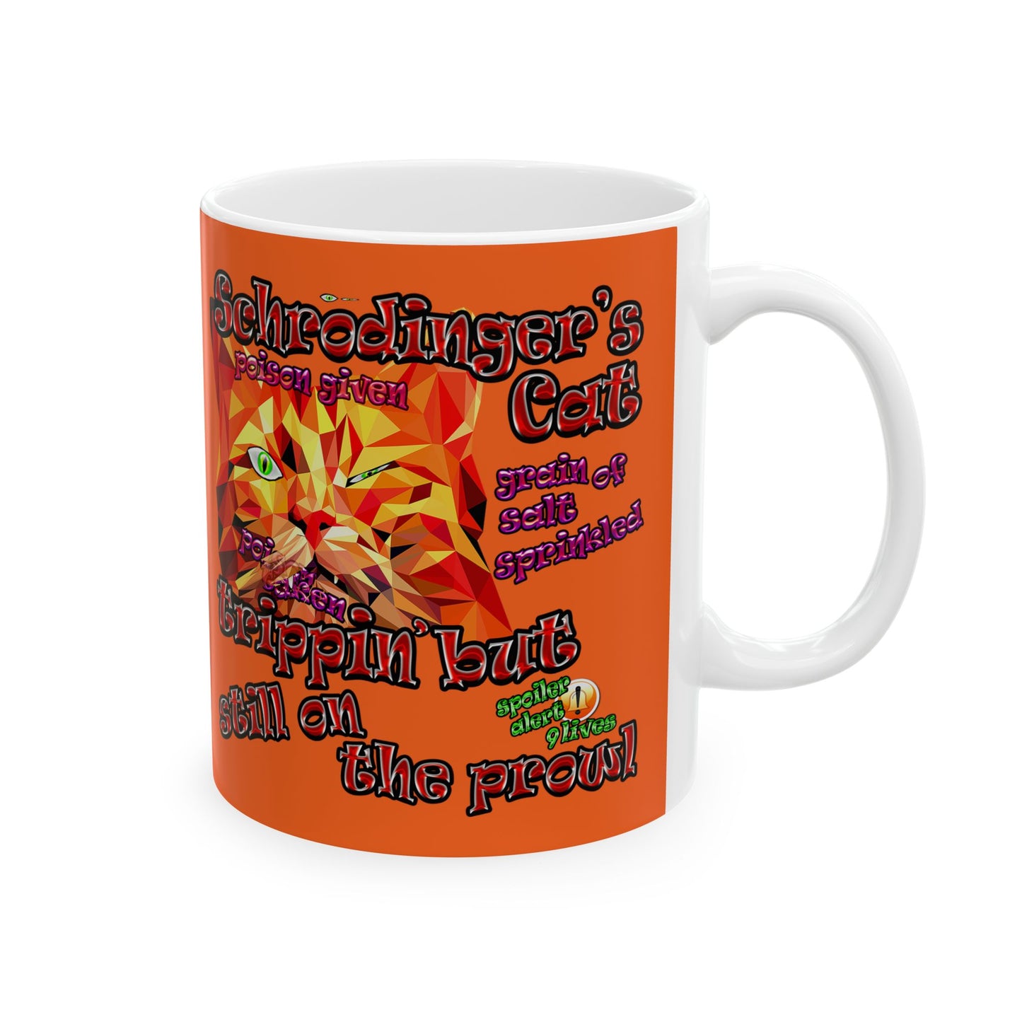 schrodinger's cat - White Mug (orange)