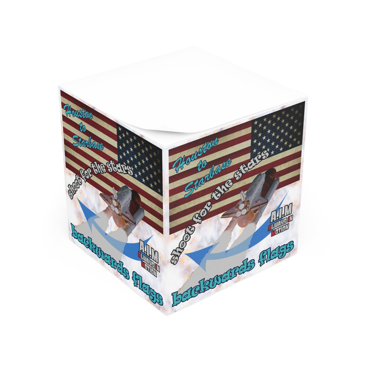 shoot for the stars - note cube (white marble)