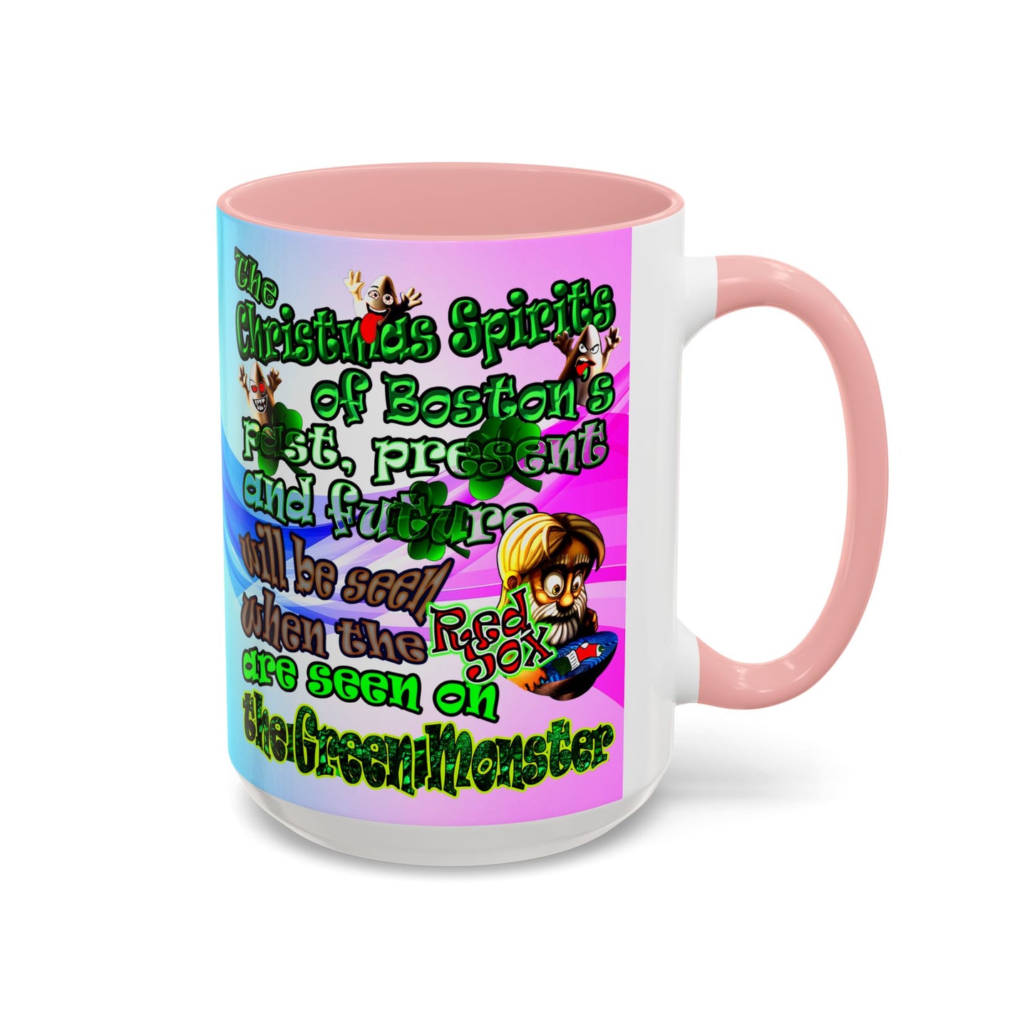 christmas spirits of boston - Accent Mug (light blue-pink wave)