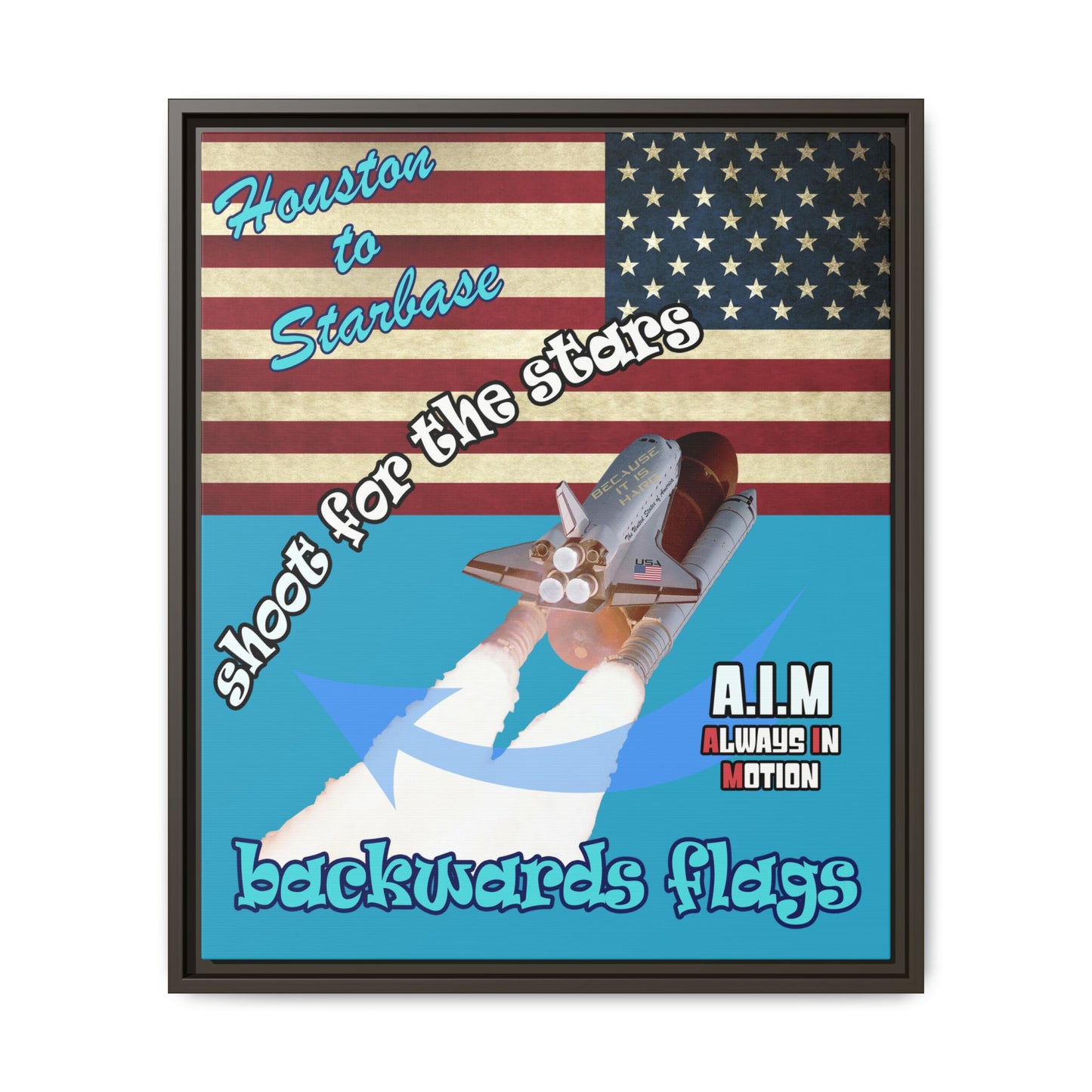 shoot for the stars - framed canvas art (turquoise)