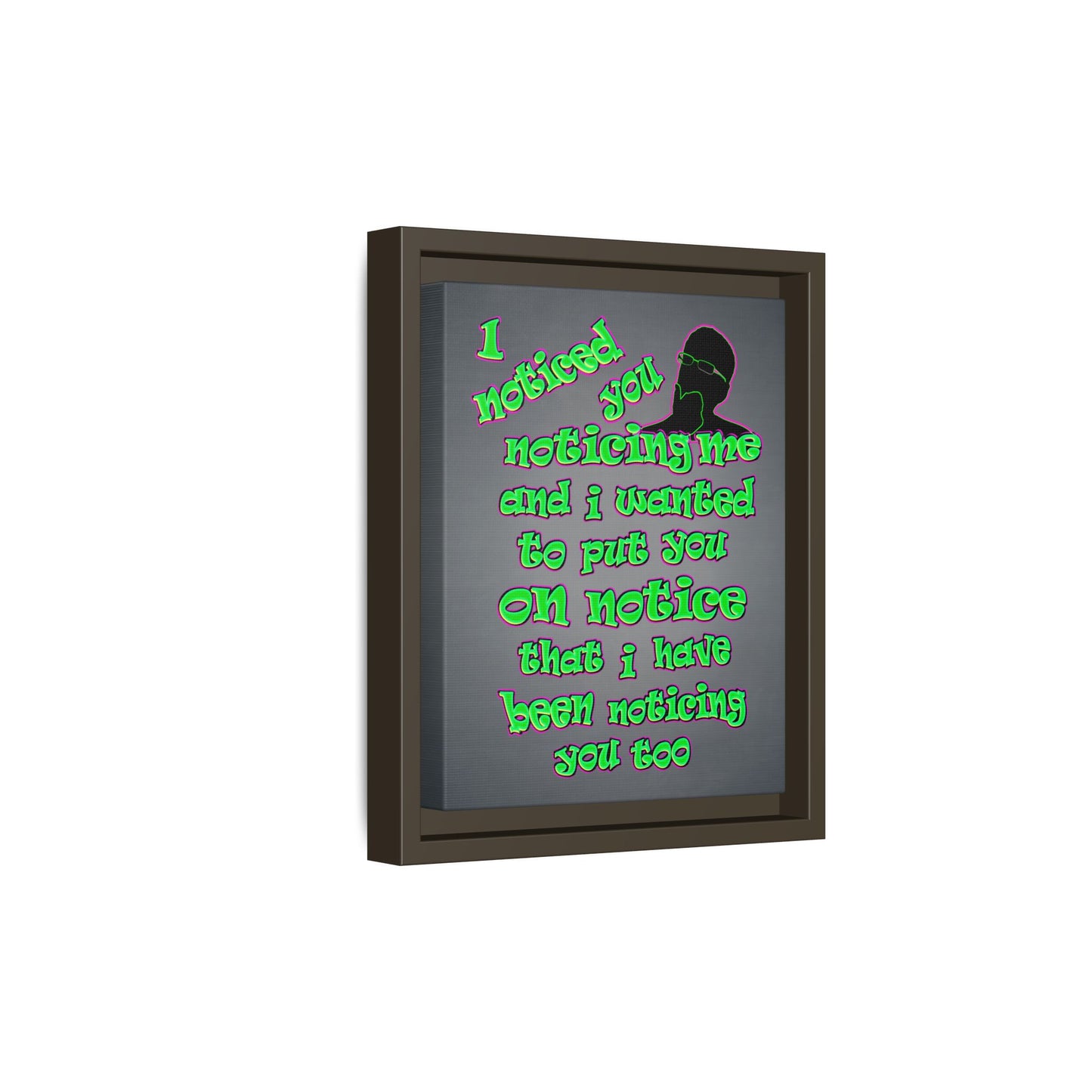 noticed you noticing - framed canvas art (grey-light grey)