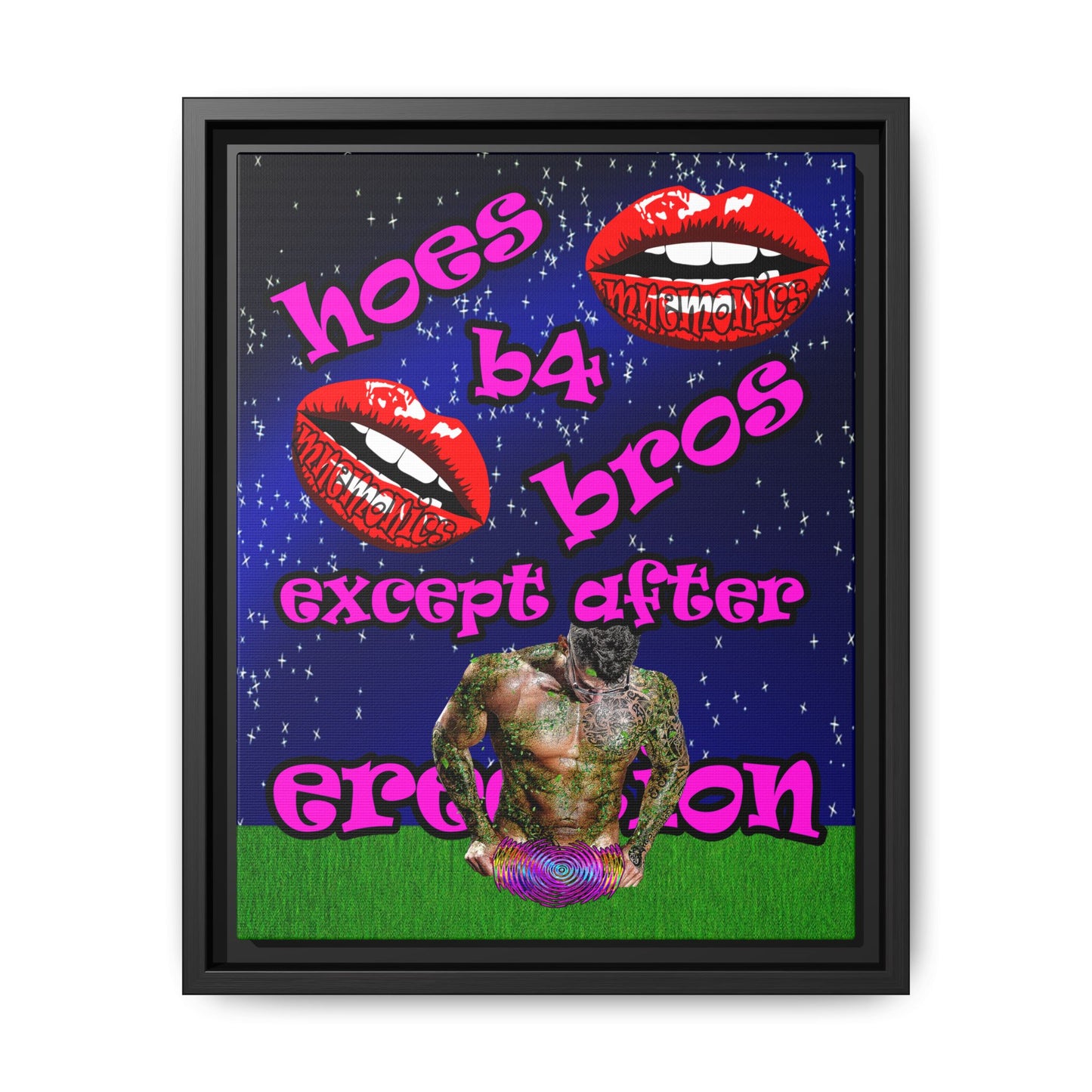 hoes b4 bros - framed canvas art ('snoops' background)