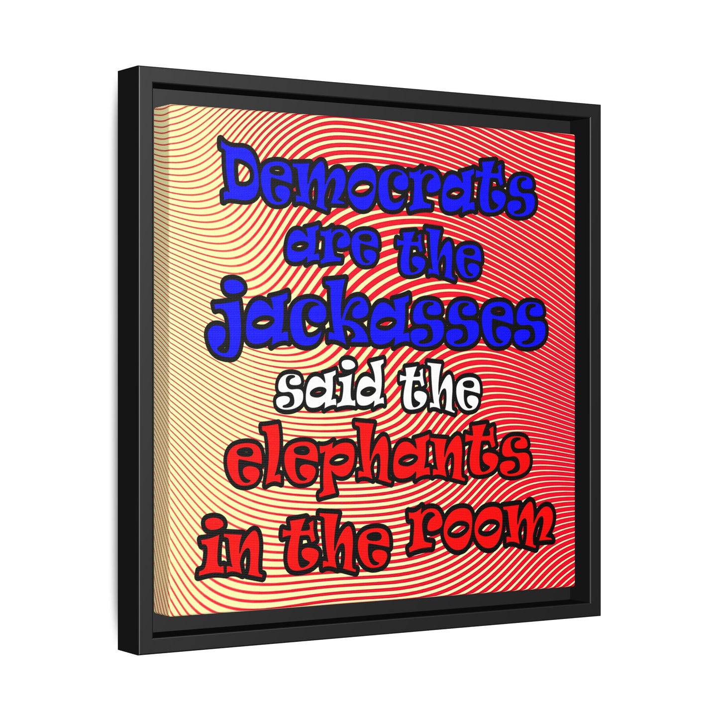 donkeys and elephants - framed canvas art (yellow-orange wave)