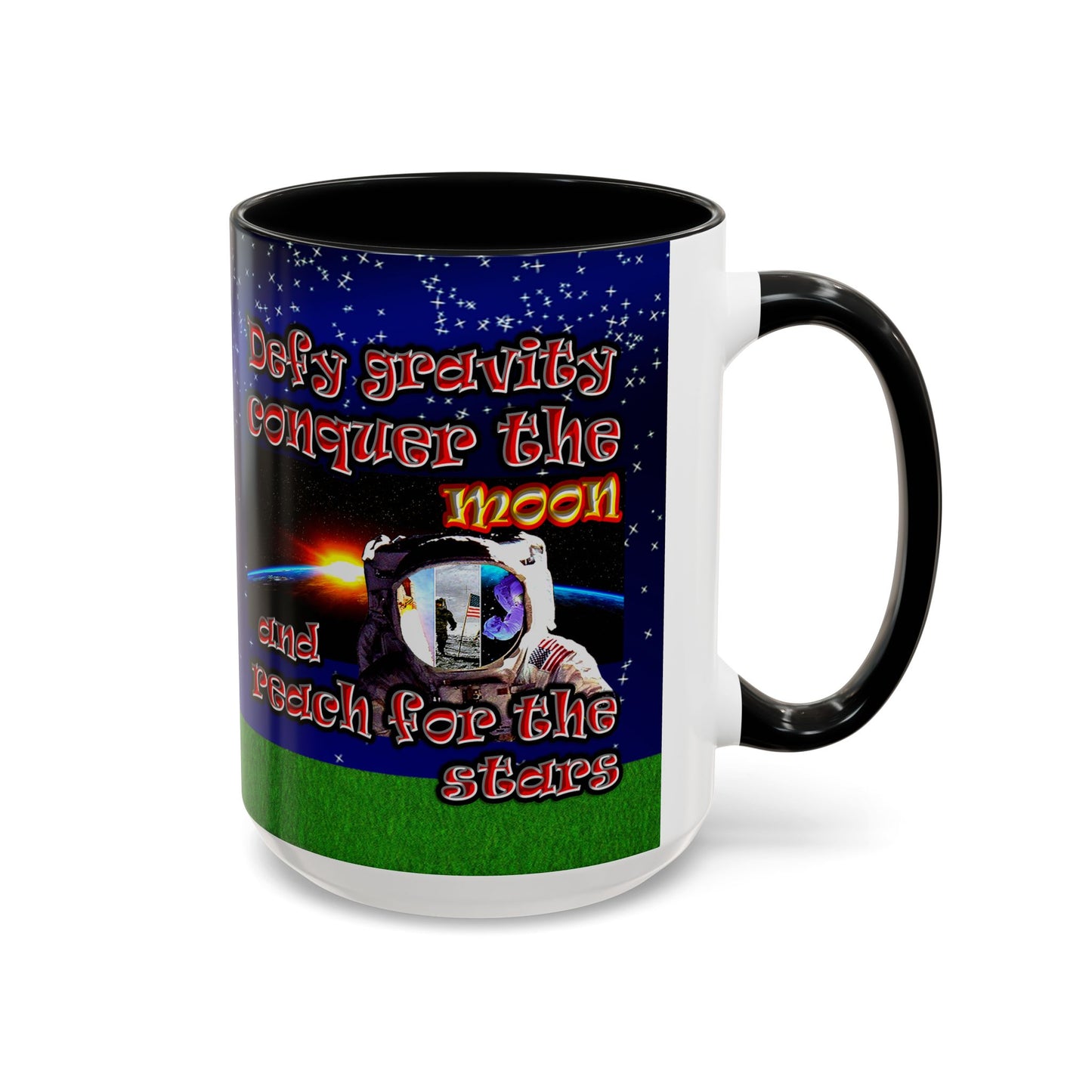defy conquer reach - Accent Mug ('snoops' background)
