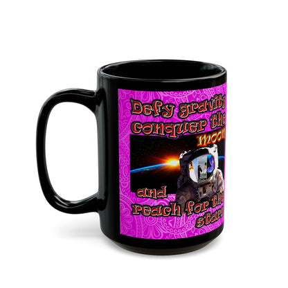 defy conquer reach - Black Mug (pink swirl)