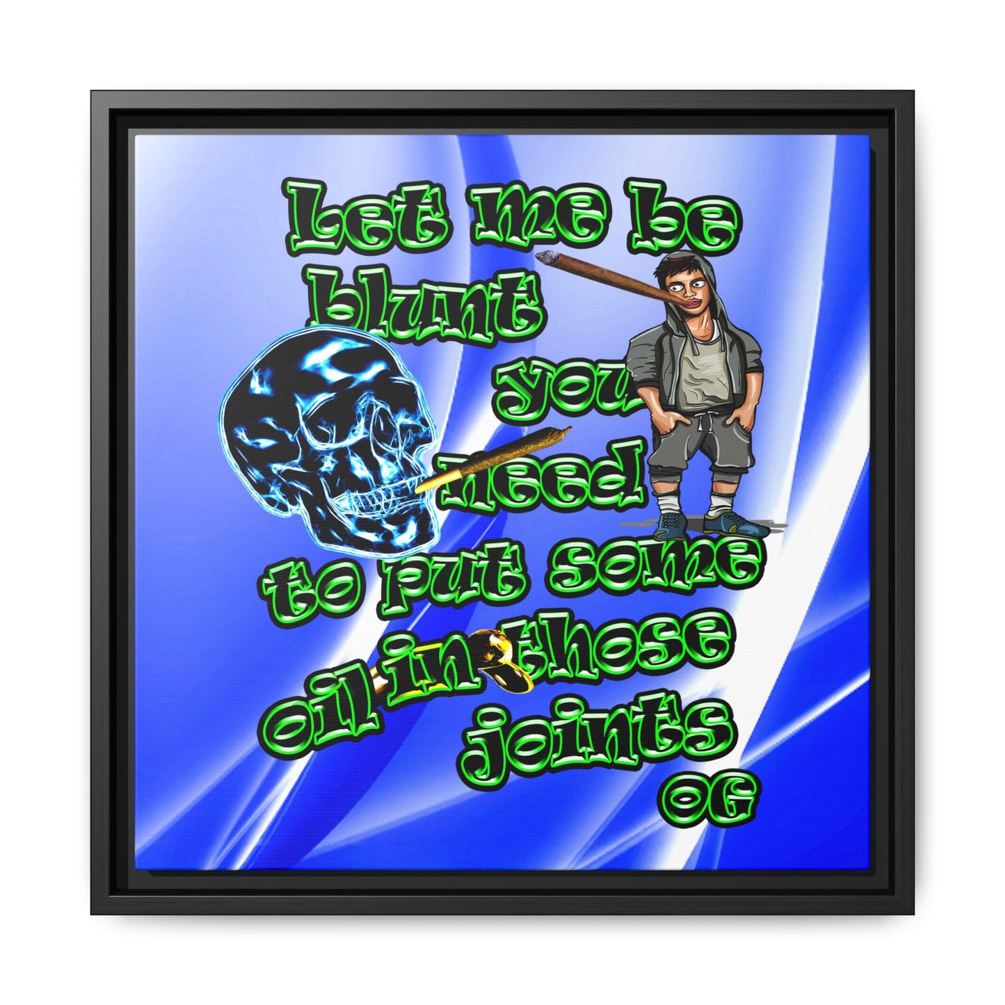 og - framed canvas art (blue-white wave)