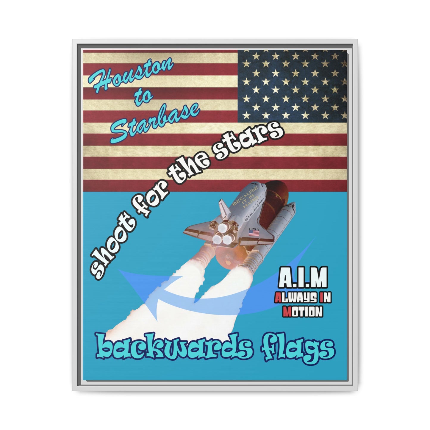 shoot for the stars - framed canvas art (turquoise)