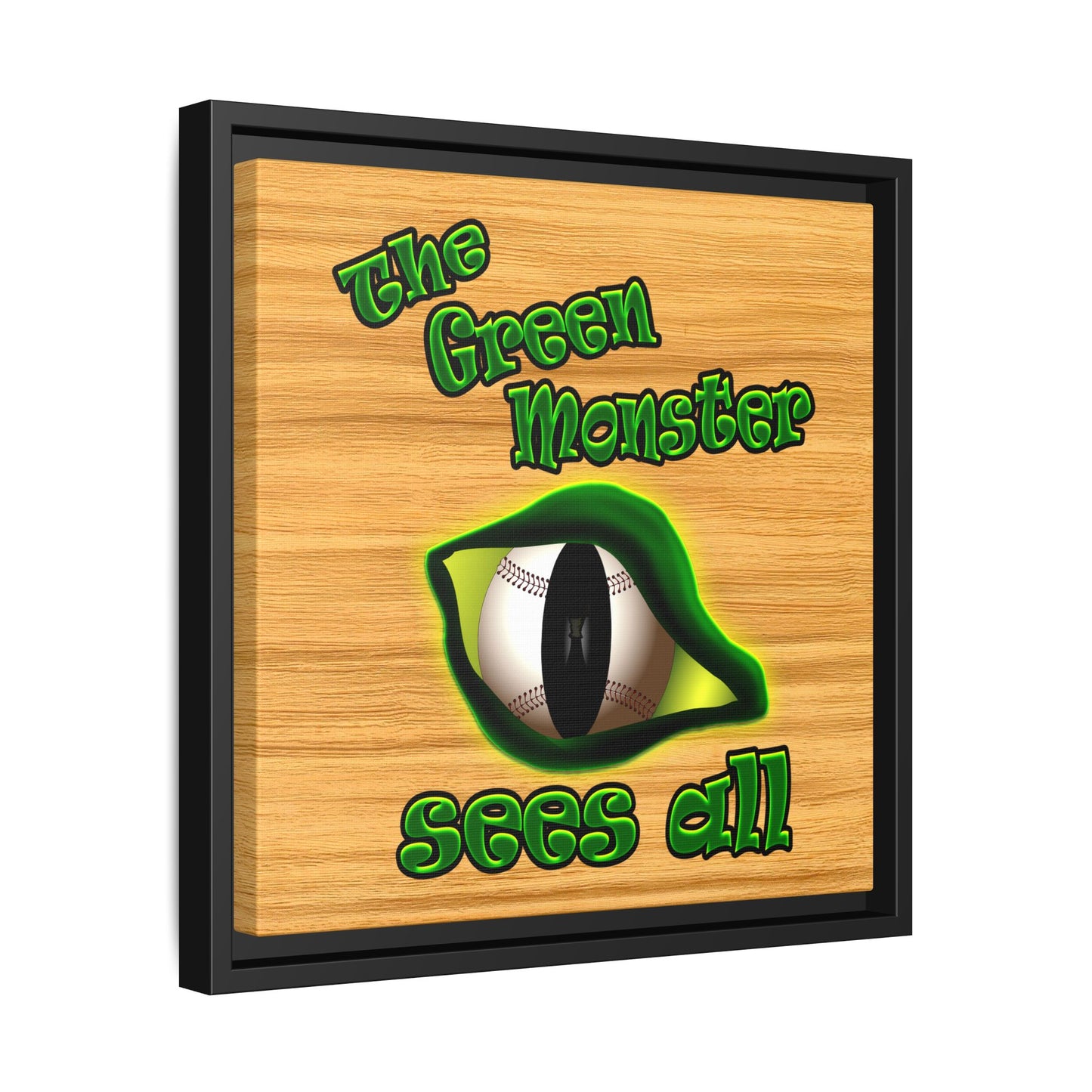 green monster - framed canvas art (butterscotch wood finish)
