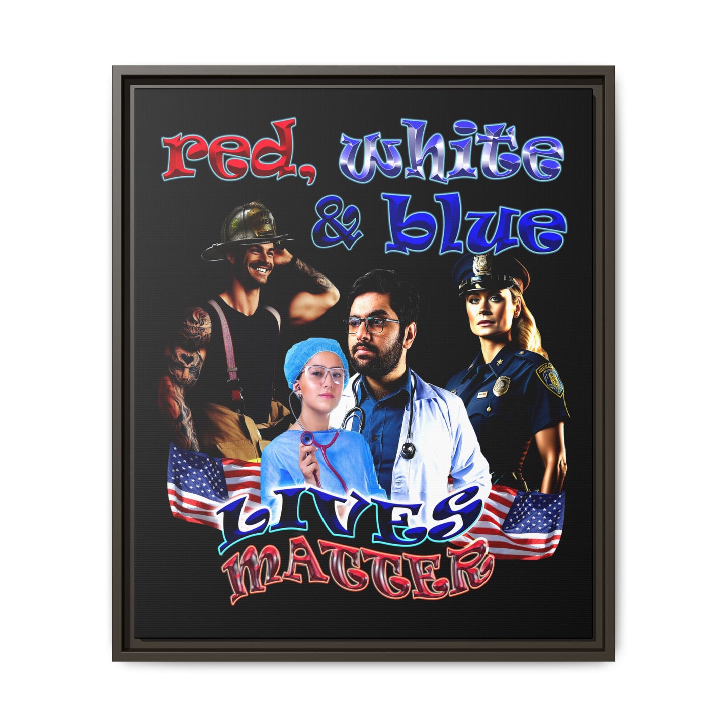 rw&b lives matter - framed canvas art (black)