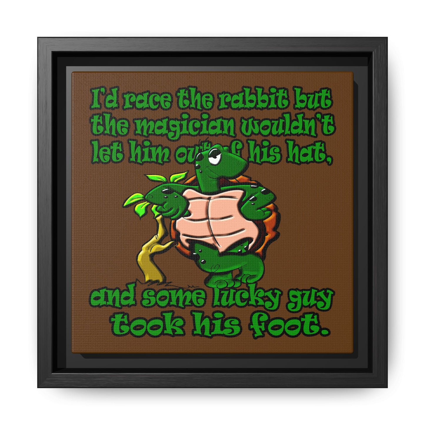 turtle race - framed canvas art (brown)
