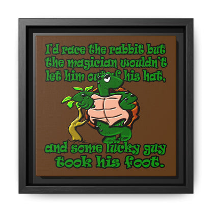 turtle race - framed canvas art (brown)