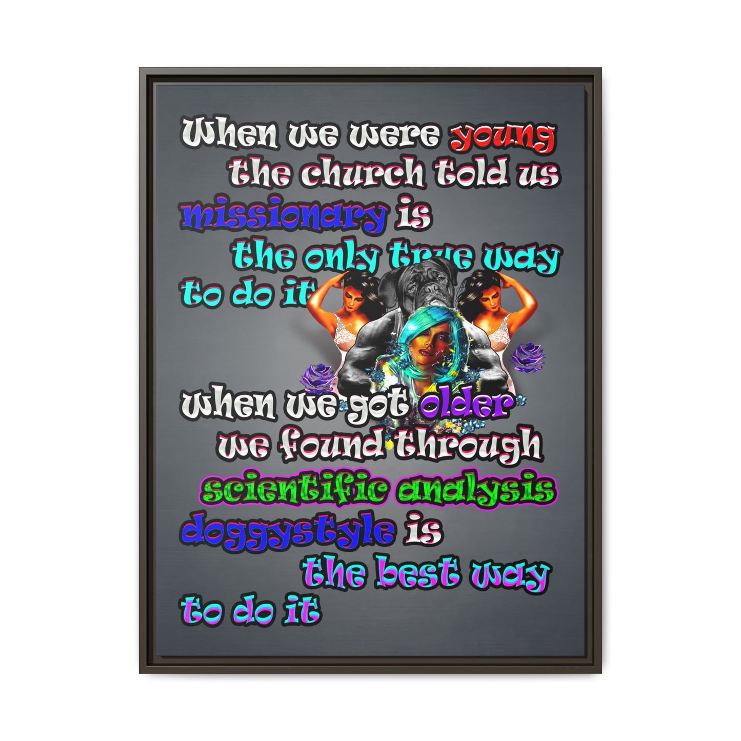 doggystyle - framed canvas art (grey-light grey)