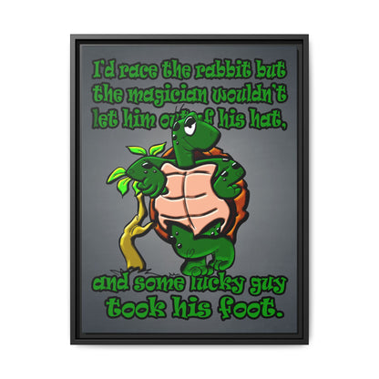 turtle race - framed canvas art (grey-light grey)