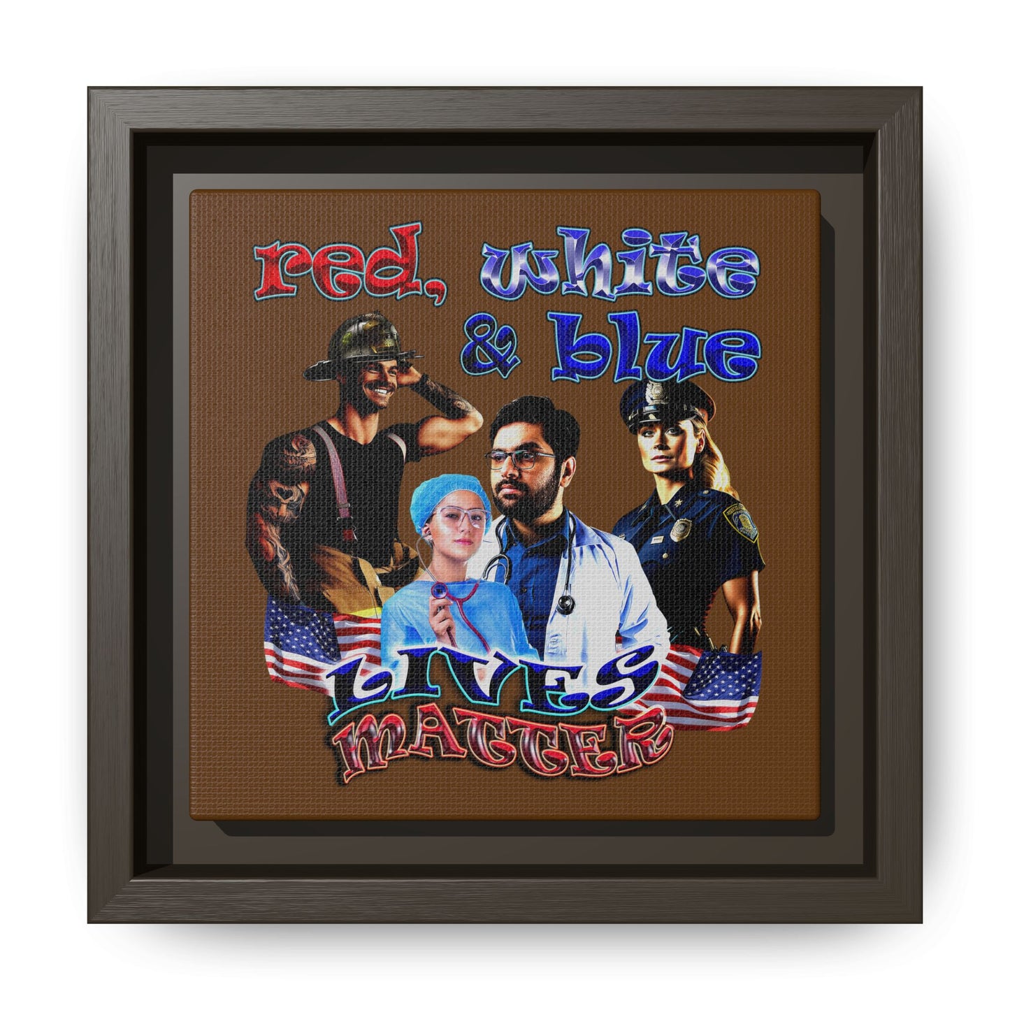 rw&b lives matter - framed canvas art (brown)