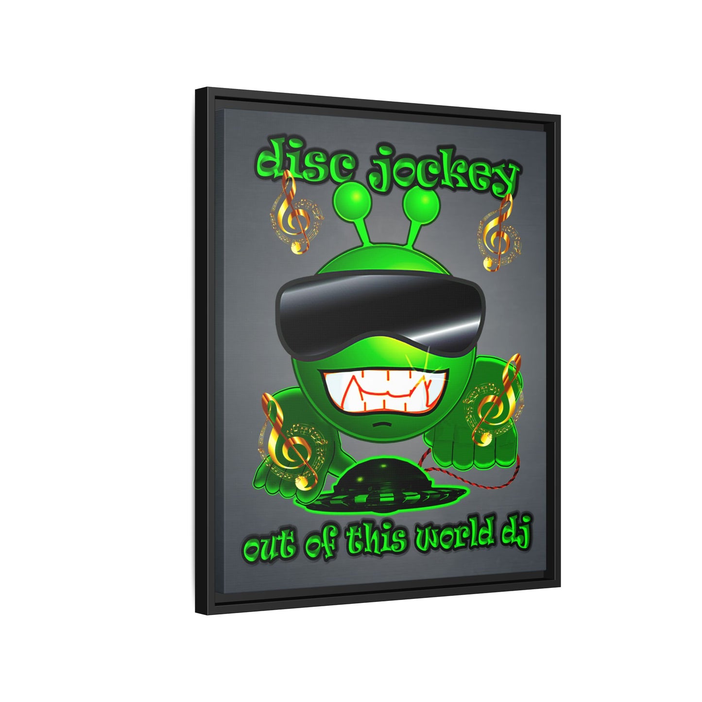 disc jockey - framed canvas art (grey-light grey)