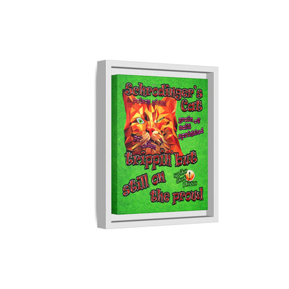 schrodinger's cat - framed canvas art (green turf)