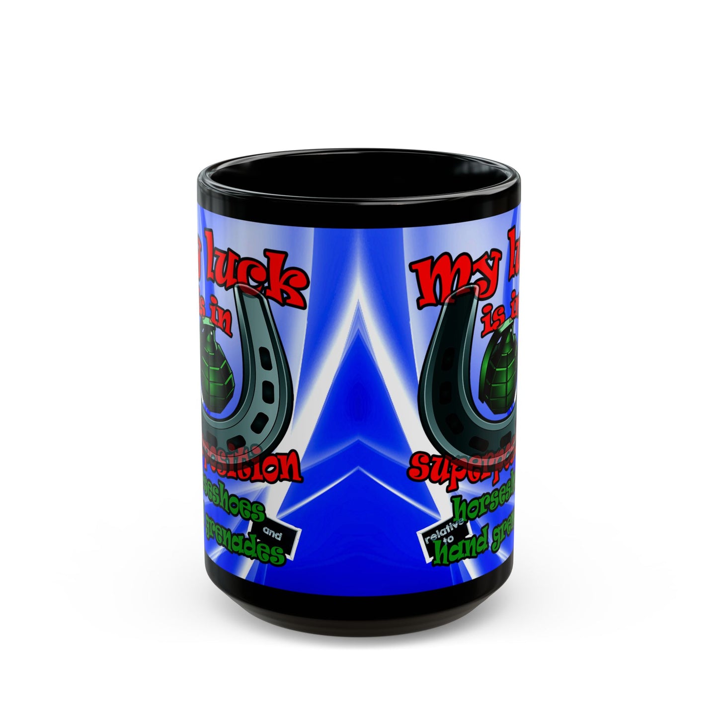 my luck - Black Mug (blue-white wave)