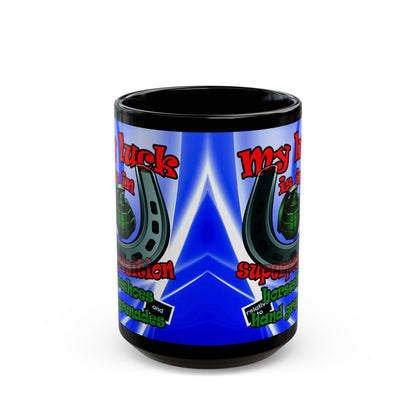 my luck - Black Mug (blue-white wave)