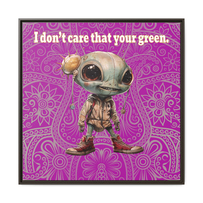 I don't care that your green - framed canvas art (pink swirl)